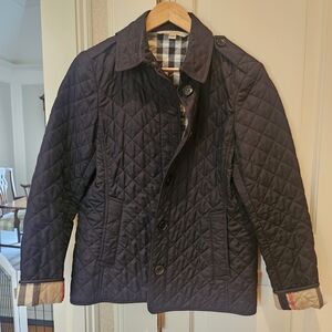 Burberry Brit Black Quilted Jacket with Cream Label Detail